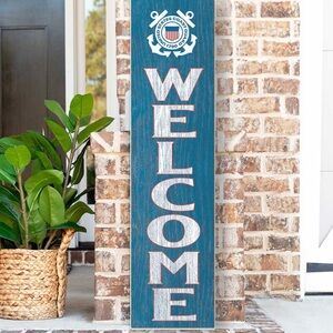 KH Sports Fan US Coast Guard Welcome Leaner Sign 40-in H × 8-in W Patriotic Sign
